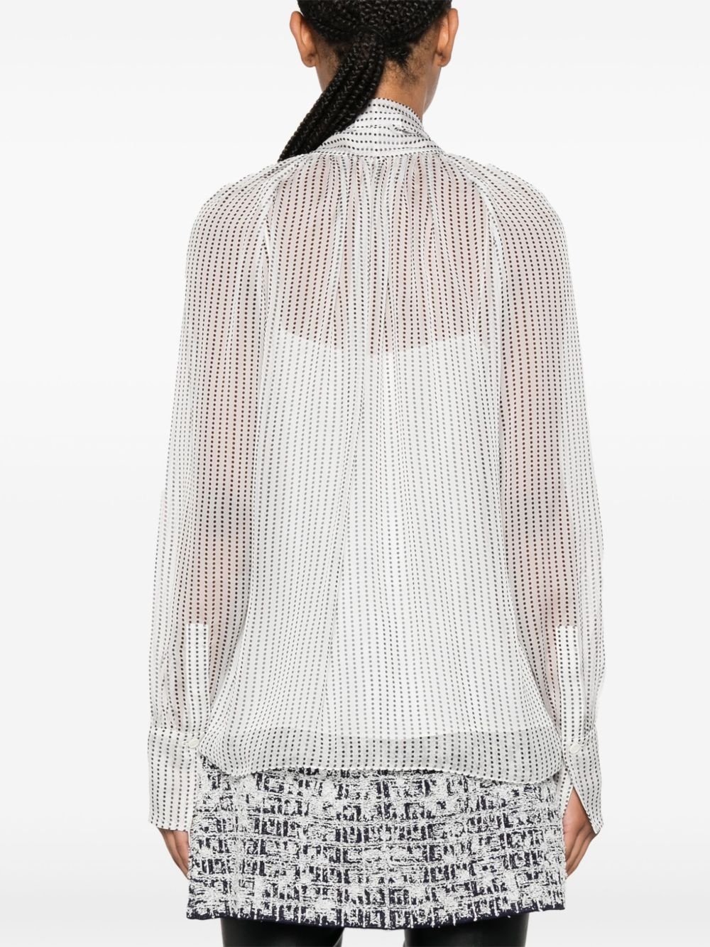 gathered-tie silk blouse - 4