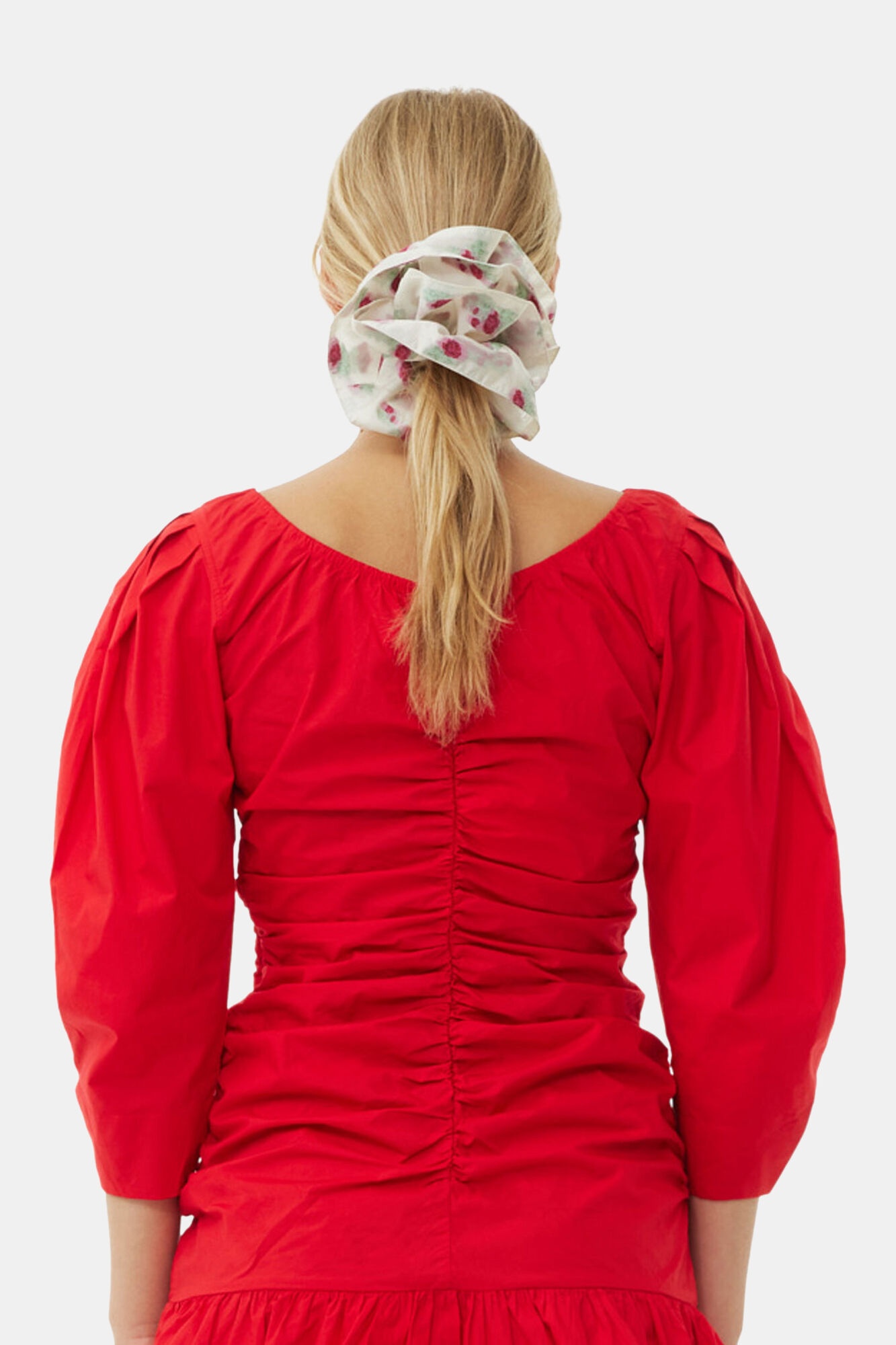 FLORAL JACQUARD RUFFLE SCRUNCHIE - 2