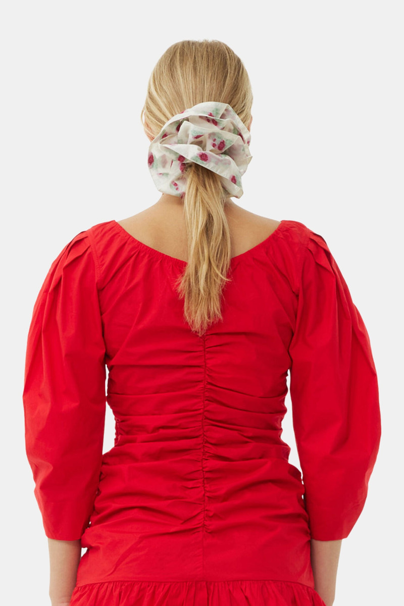 GANNI FLORAL JACQUARD RUFFLE SCRUNCHIE outlook