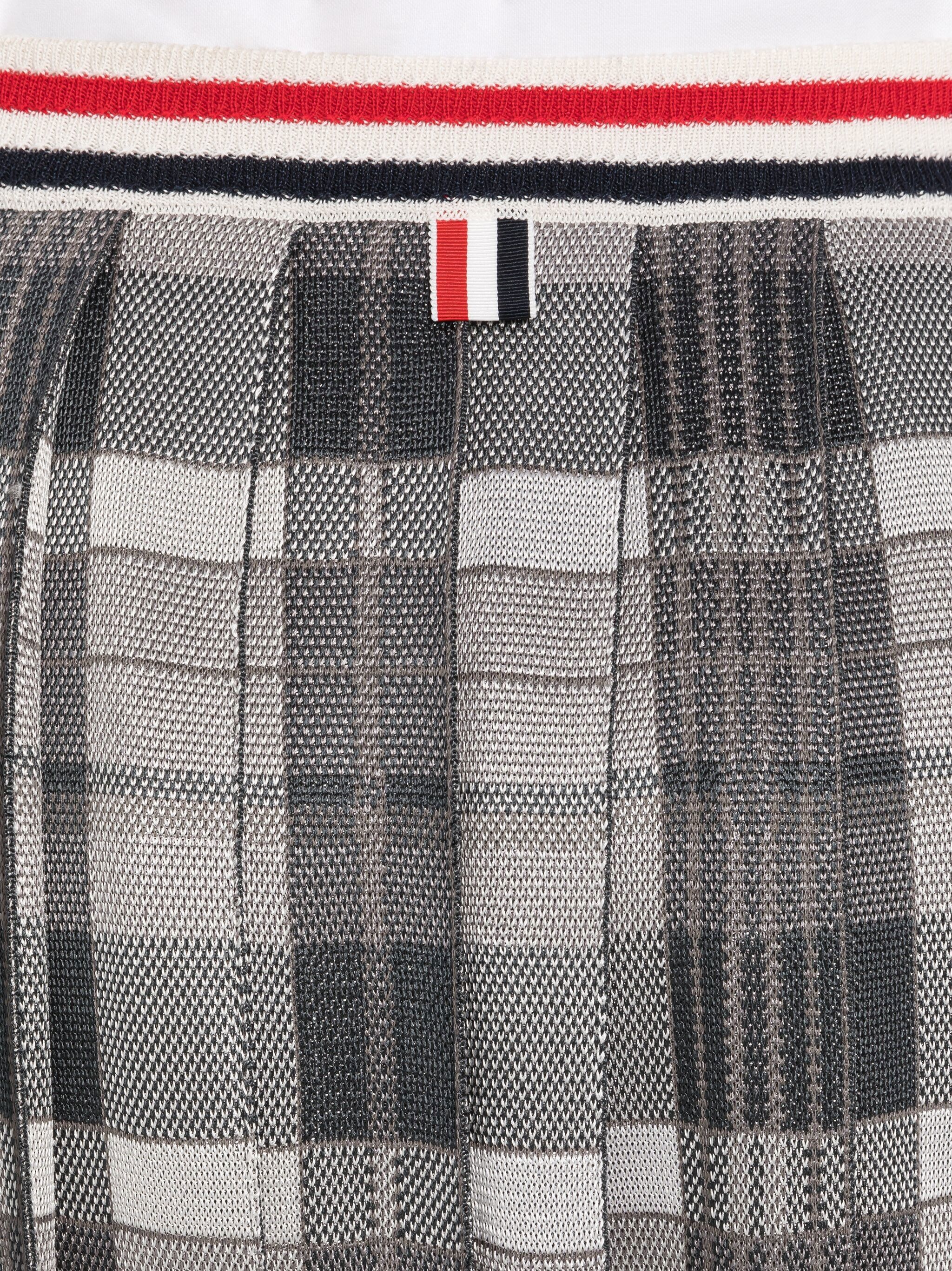 Silk Cotton Madras Below the Knee Pleated Skirt - 6