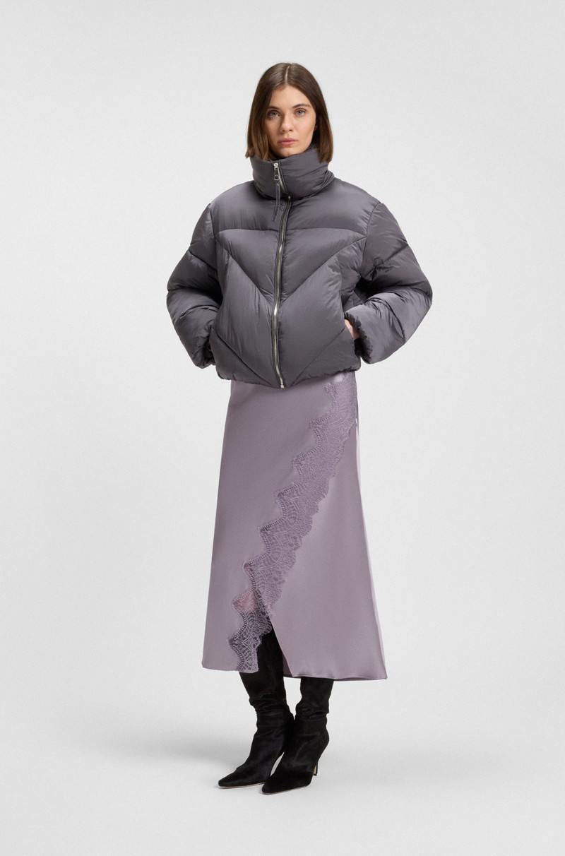 BOSS WRAP-STYLE MAXI SKIRT IN SATIN WITH LACE TRIM outlook