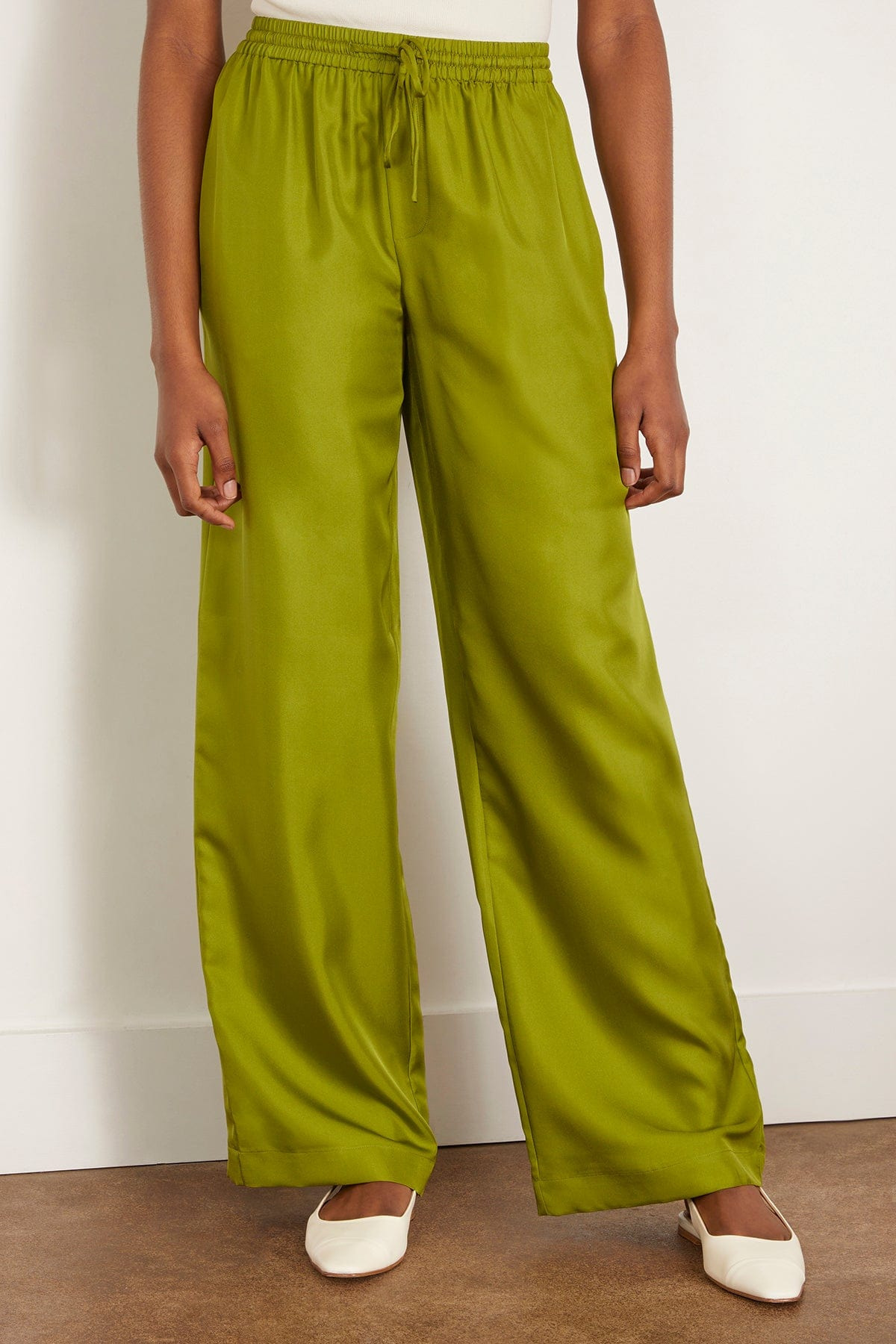 Relaxed Silk Trousers in Garden Green - 4