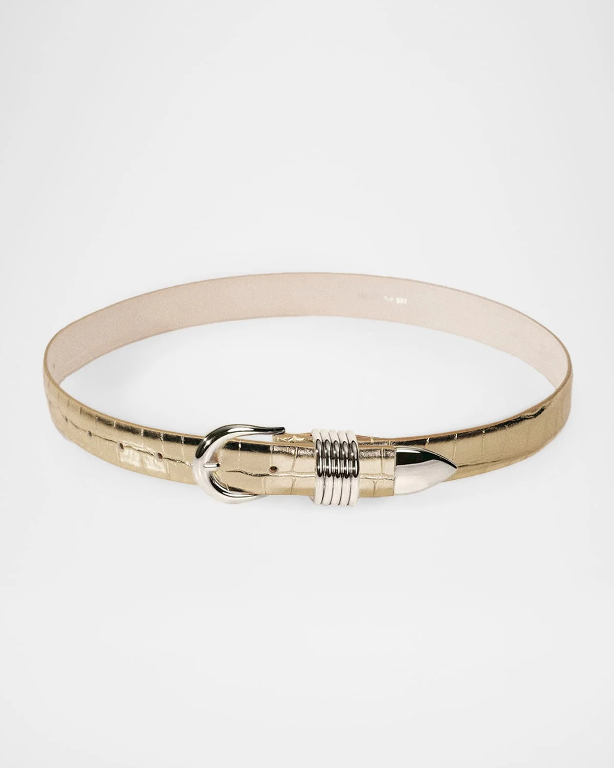 Hollyhock Mirror Croc-Embossed Leather Belt - 1