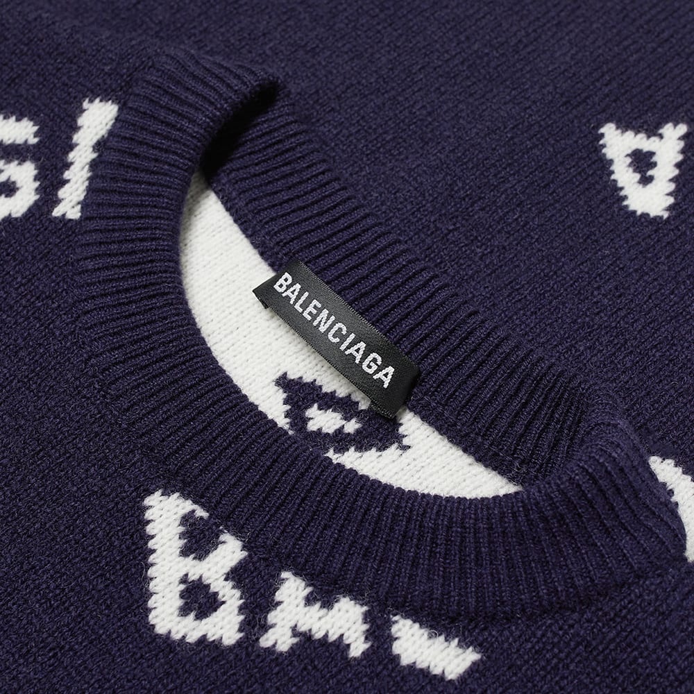 Balenciaga All Over Logo Intarsia Crew Knit - 2