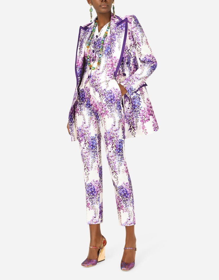 Wisteria-print Mikado pants - 6