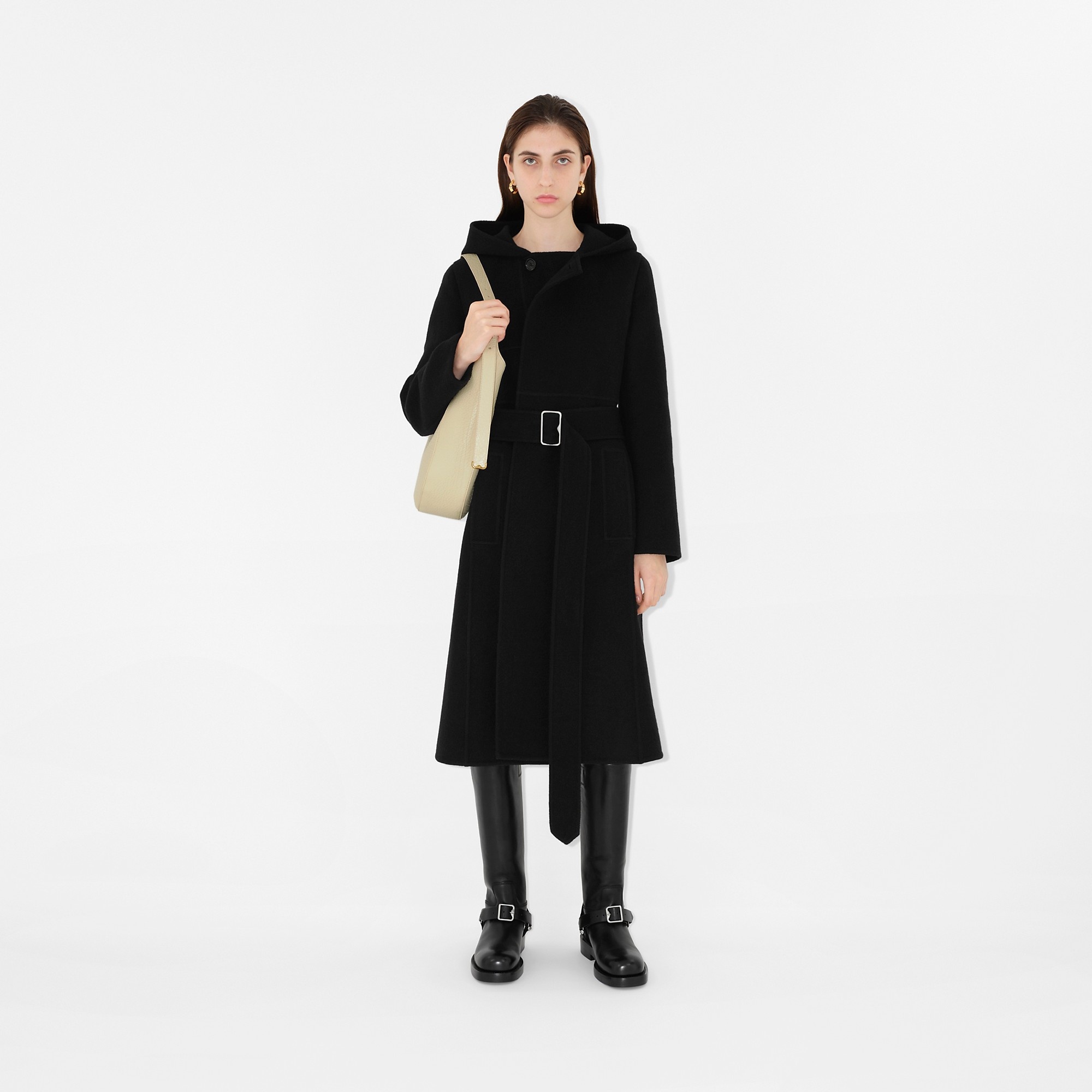 Wool Cashmere Hooded Coat - 2