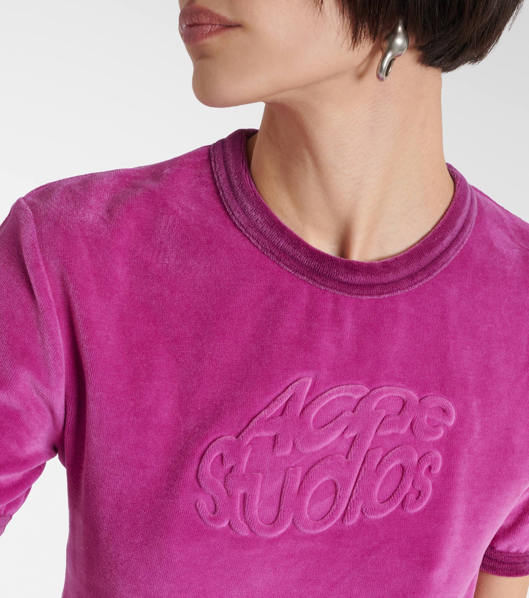 Logo-embossed cotton-blend T-shirt - 4