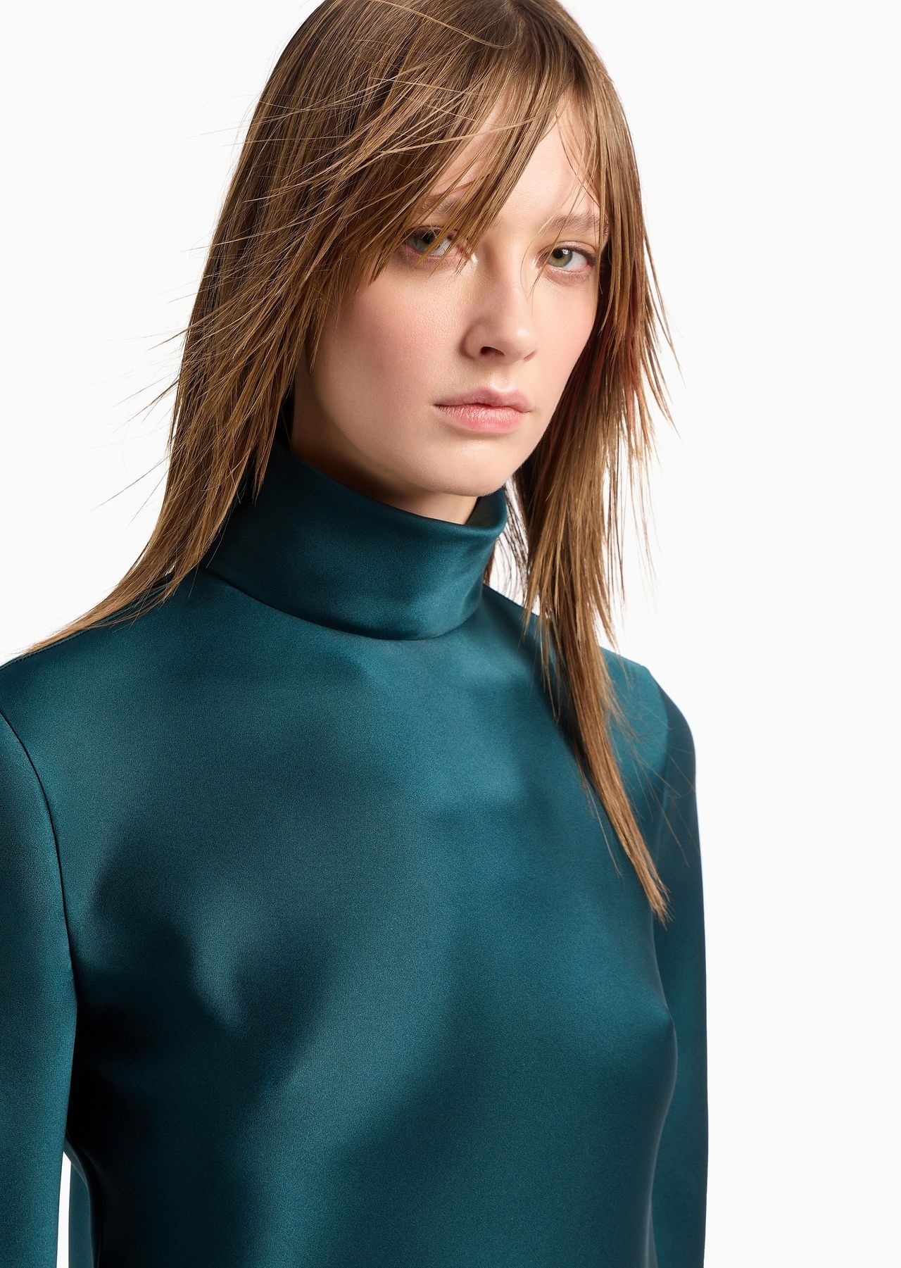Long-sleeved blouse in silk double satin - 5