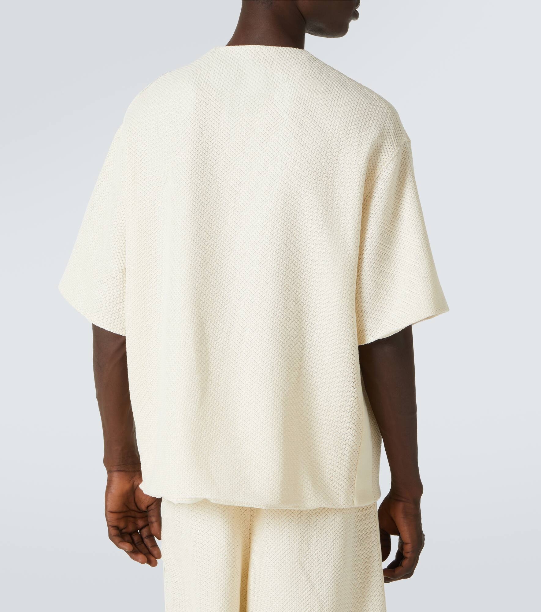 Zip-detail cotton-blend jersey T-shirt - 4