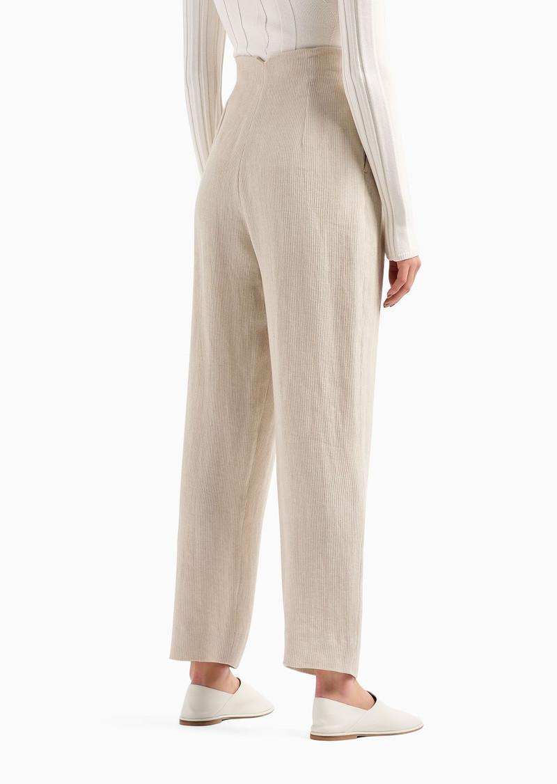 Oval-leg trousers in an armure linen-blend crêpe 3