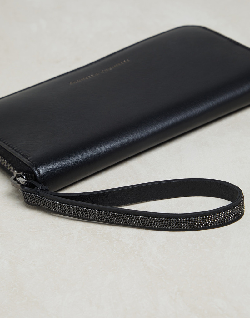 Matte calfskin wallet with precious zipper pull 3