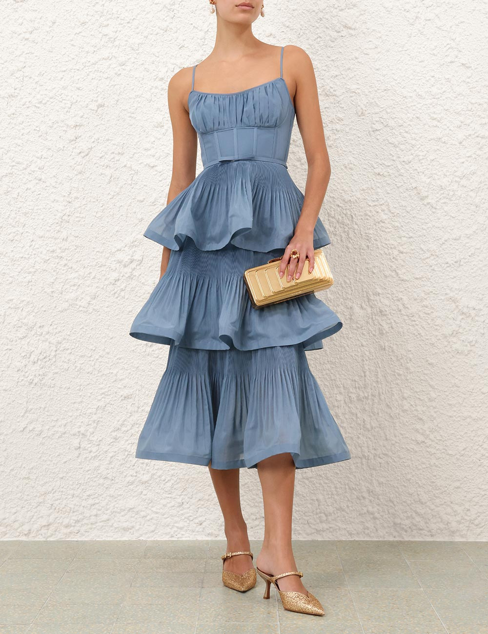 PLEATED TIERED MIDI DRESS - 2