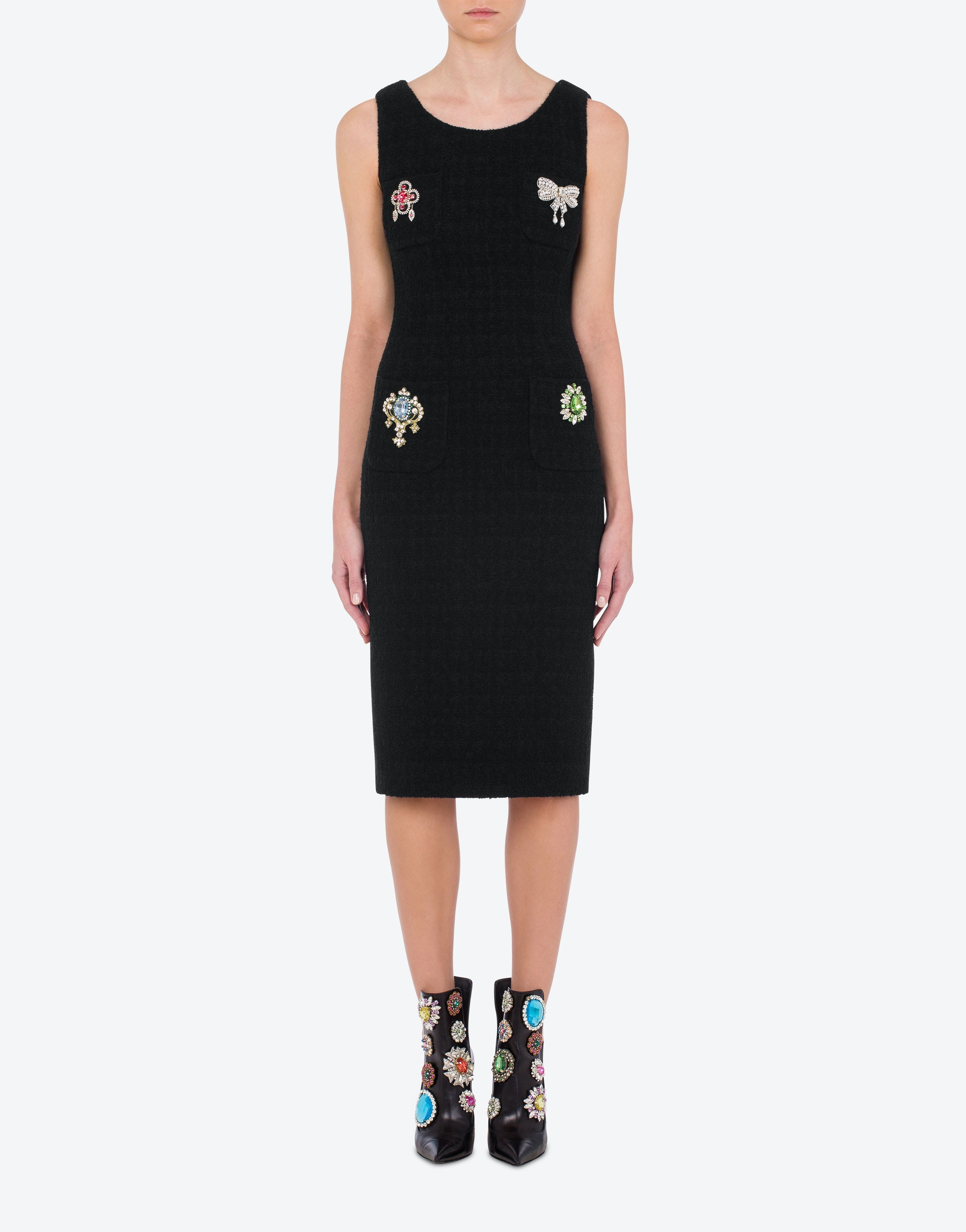 JEWEL DETAILS BOUCLÉ DRESS - 2