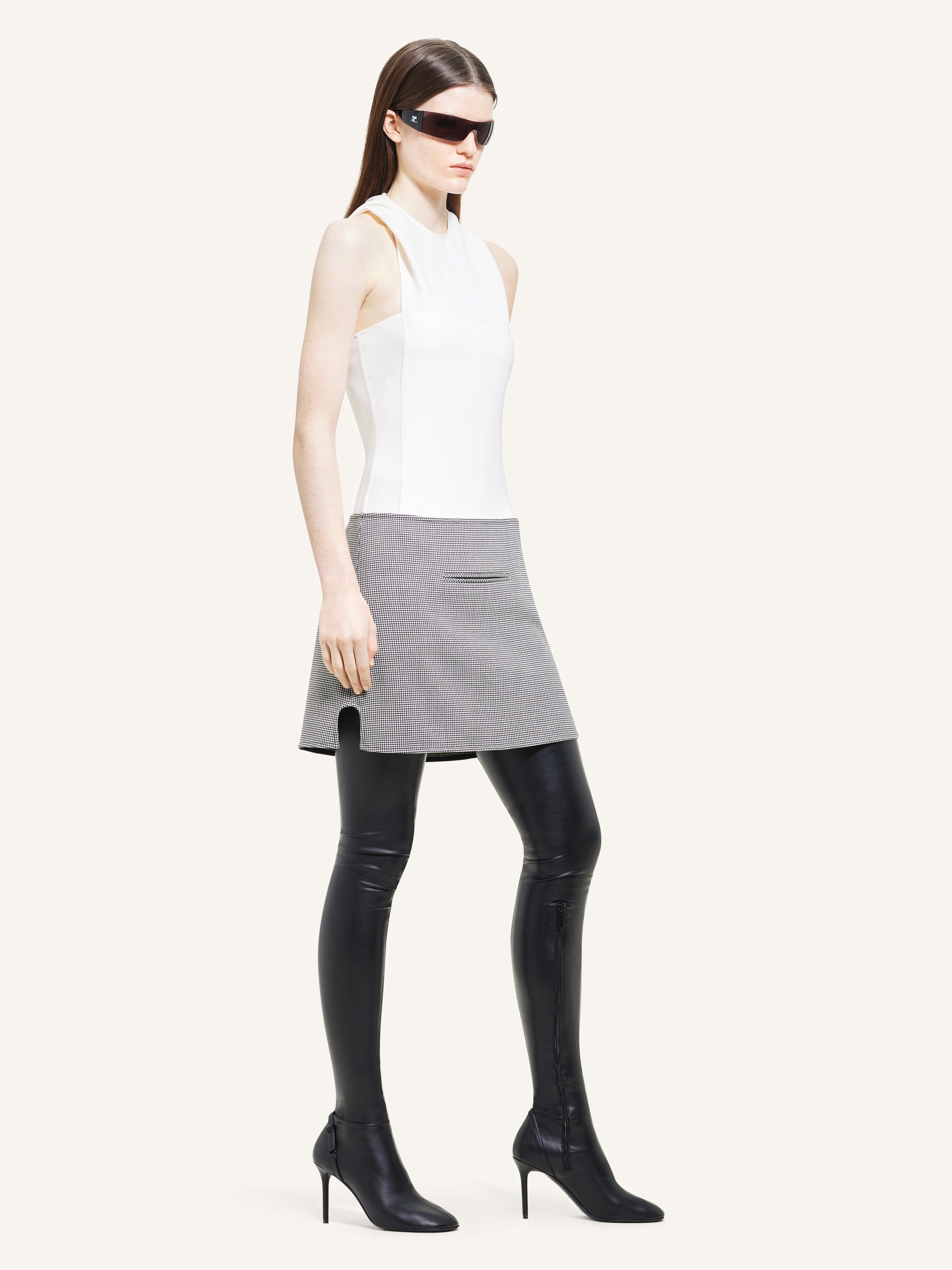 OBLIQUE HOUNDSTOOTH MINI SKIRT - 3