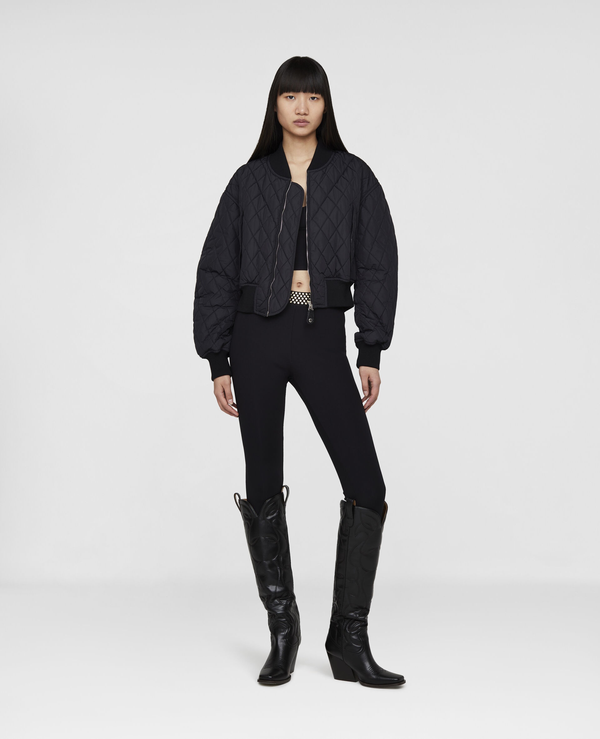 Cropped Quilted Bomber Jacket - 2