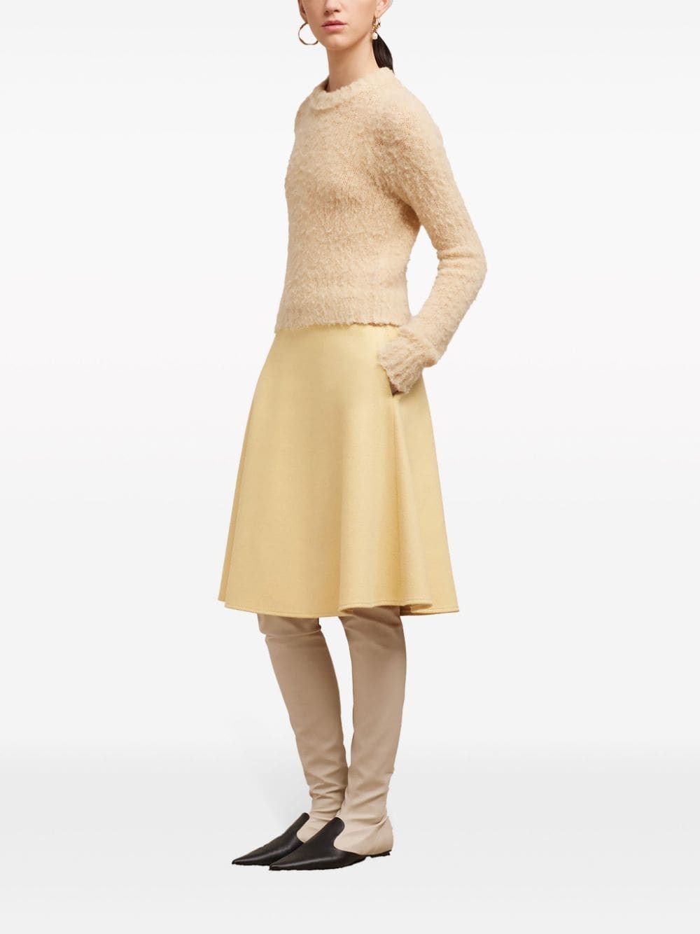 viring-wool blend A-line skirt - 3