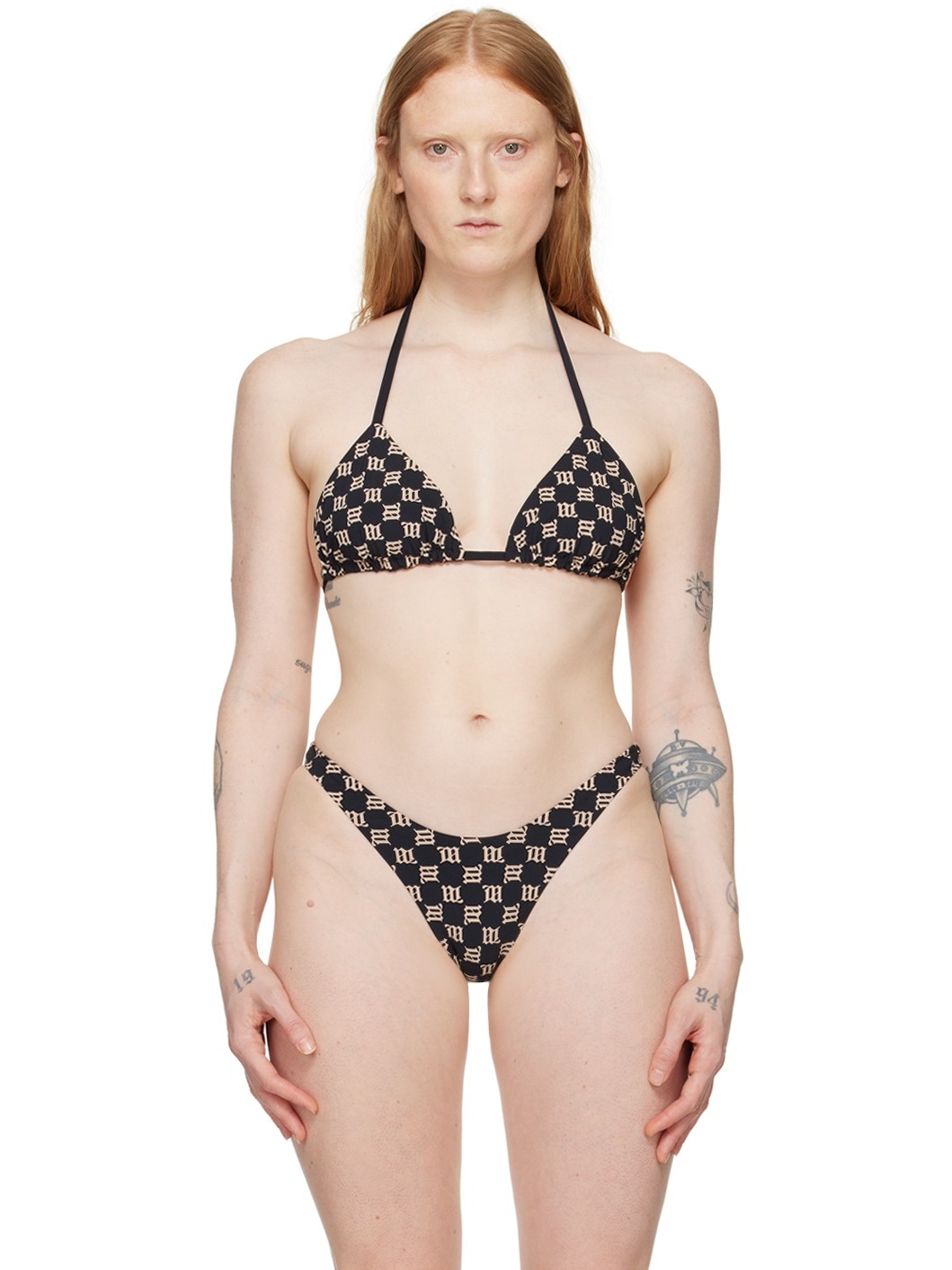 SSENSE Exclusive Black Monogram Bikini Top - 1