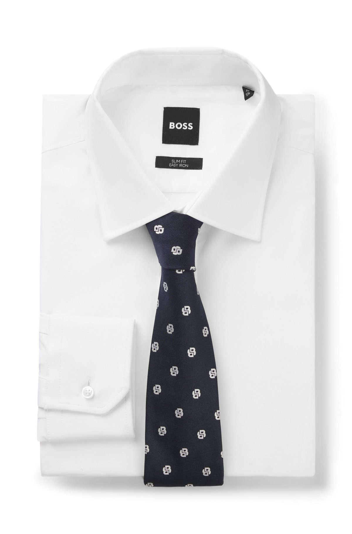 PURE-SILK TIE WITH MICRO DOUBLE B MONOGRAMS - 2