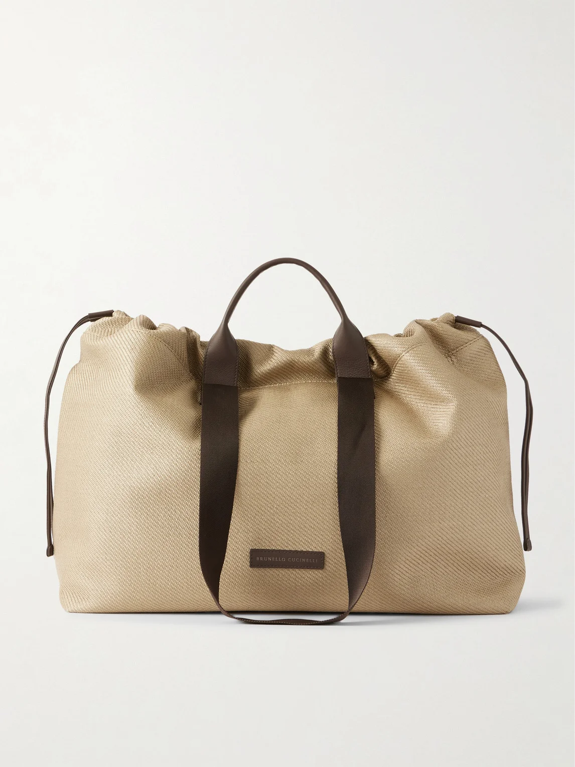 Leather-Trimmed Raffia Weekend Bag - 1