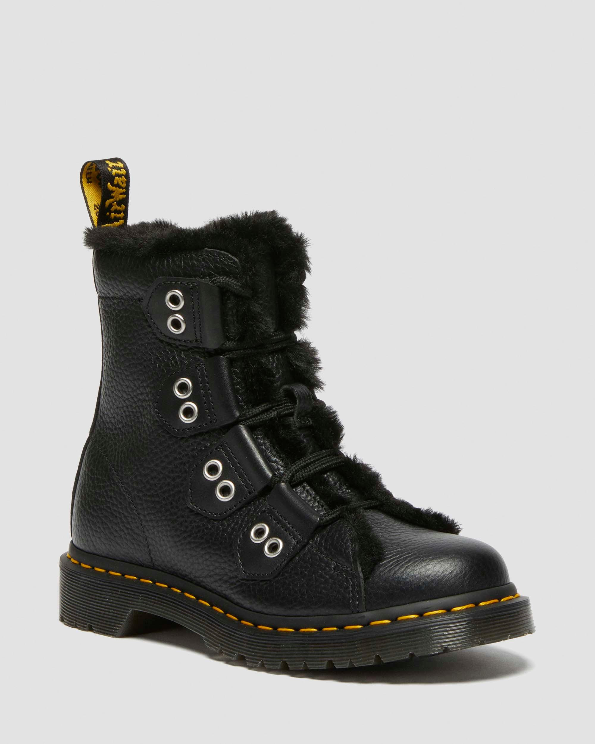 1460 Faux Fur Lined Leather Lace Up Boots - 5