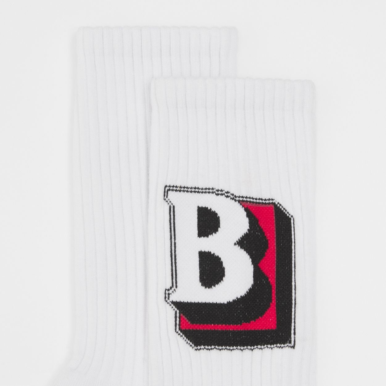 Letter Graphic Intarsia Cotton Blend Socks - 2