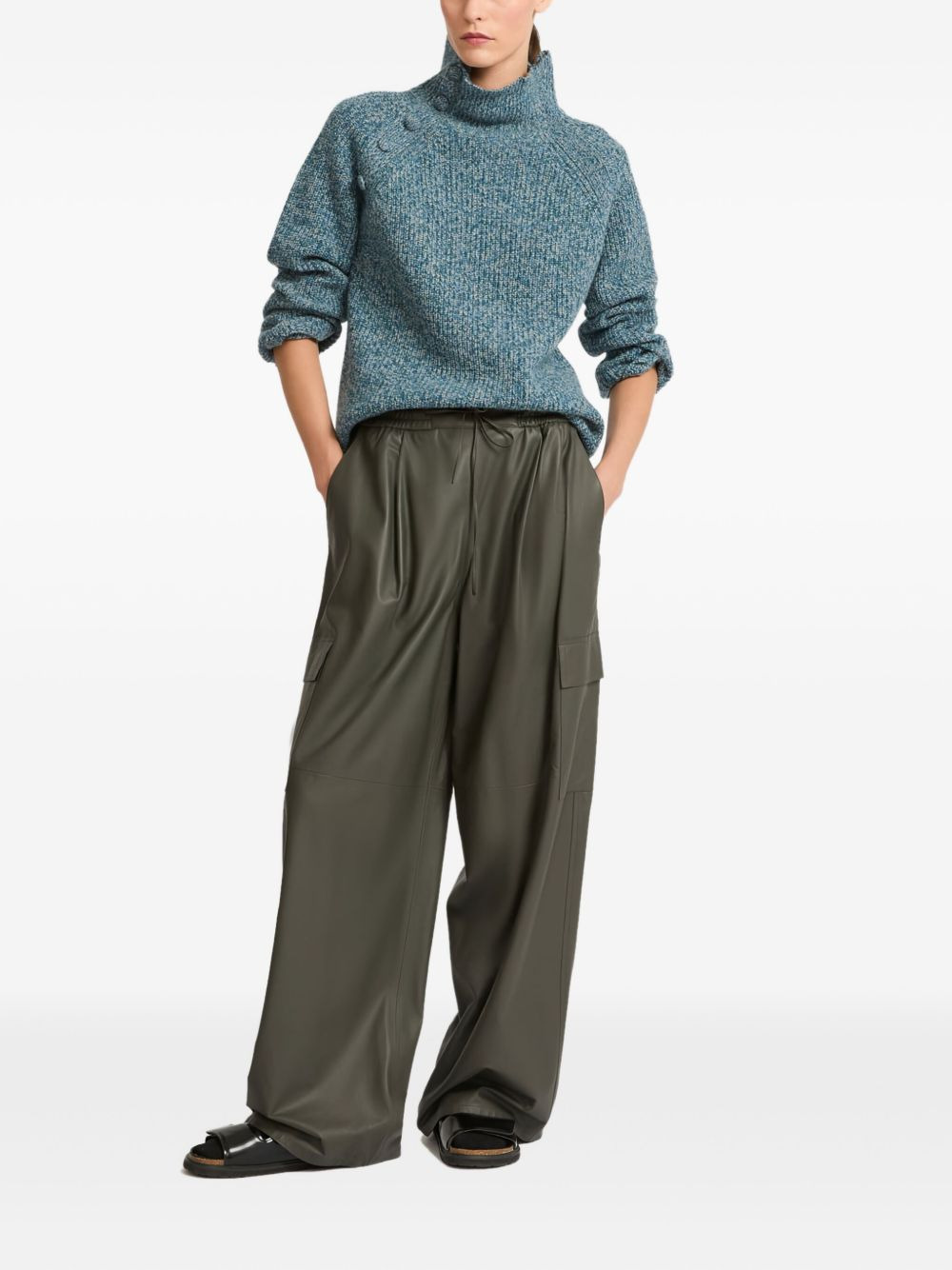 funnel-neck button-detail sweater - 2