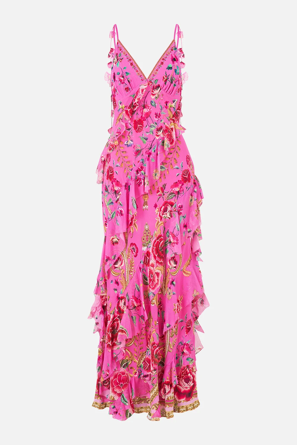 ASYMMETRICAL RUFFLE SLIP DRESS - 1
