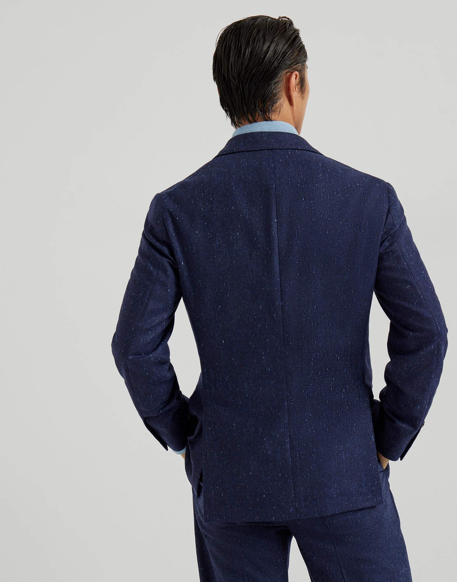 Wool and cashmere flecked grisaille deconstructed Cavallo blazer - 2