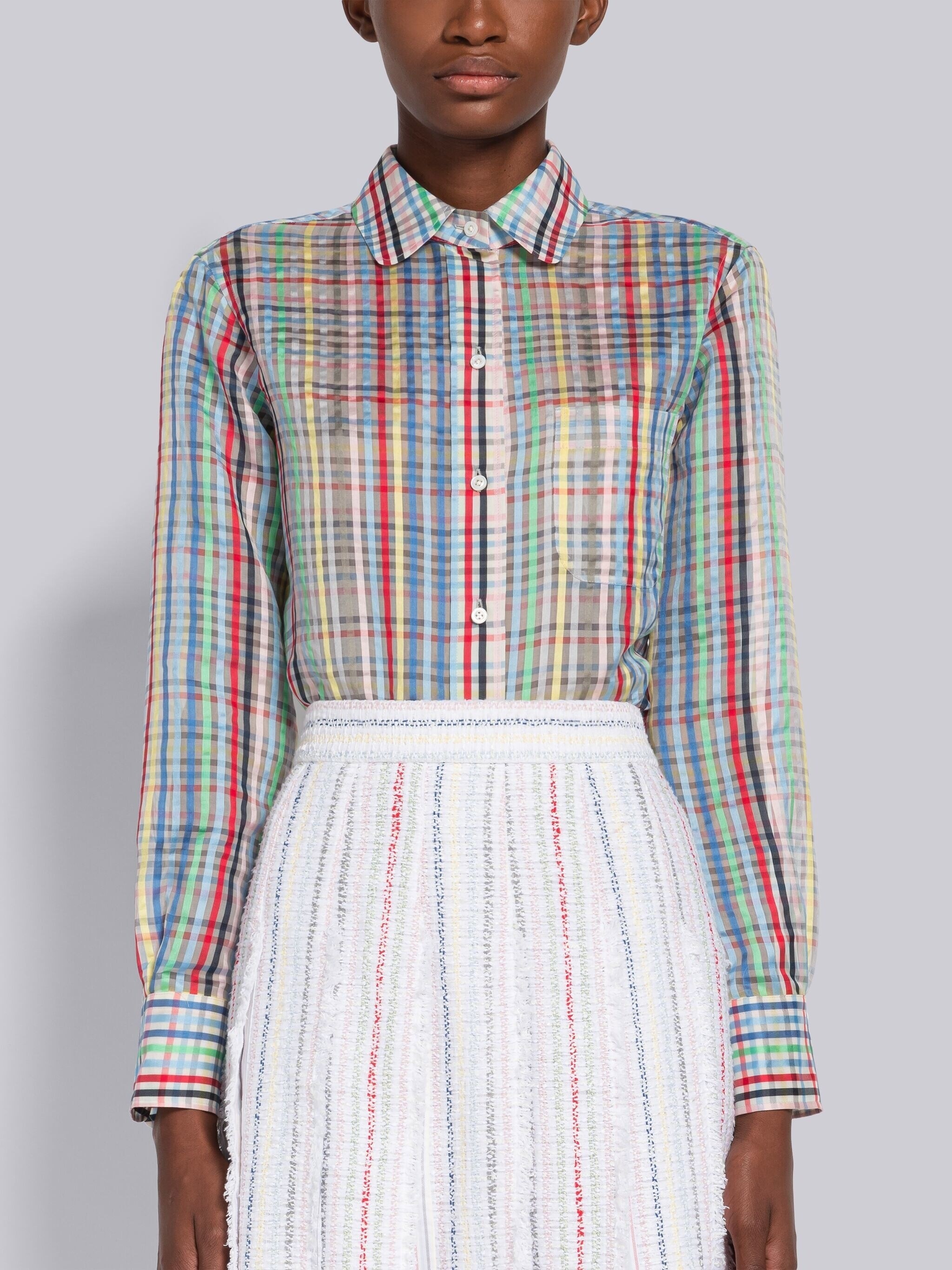 Gingham Silk Organza Classic Shirt - 1