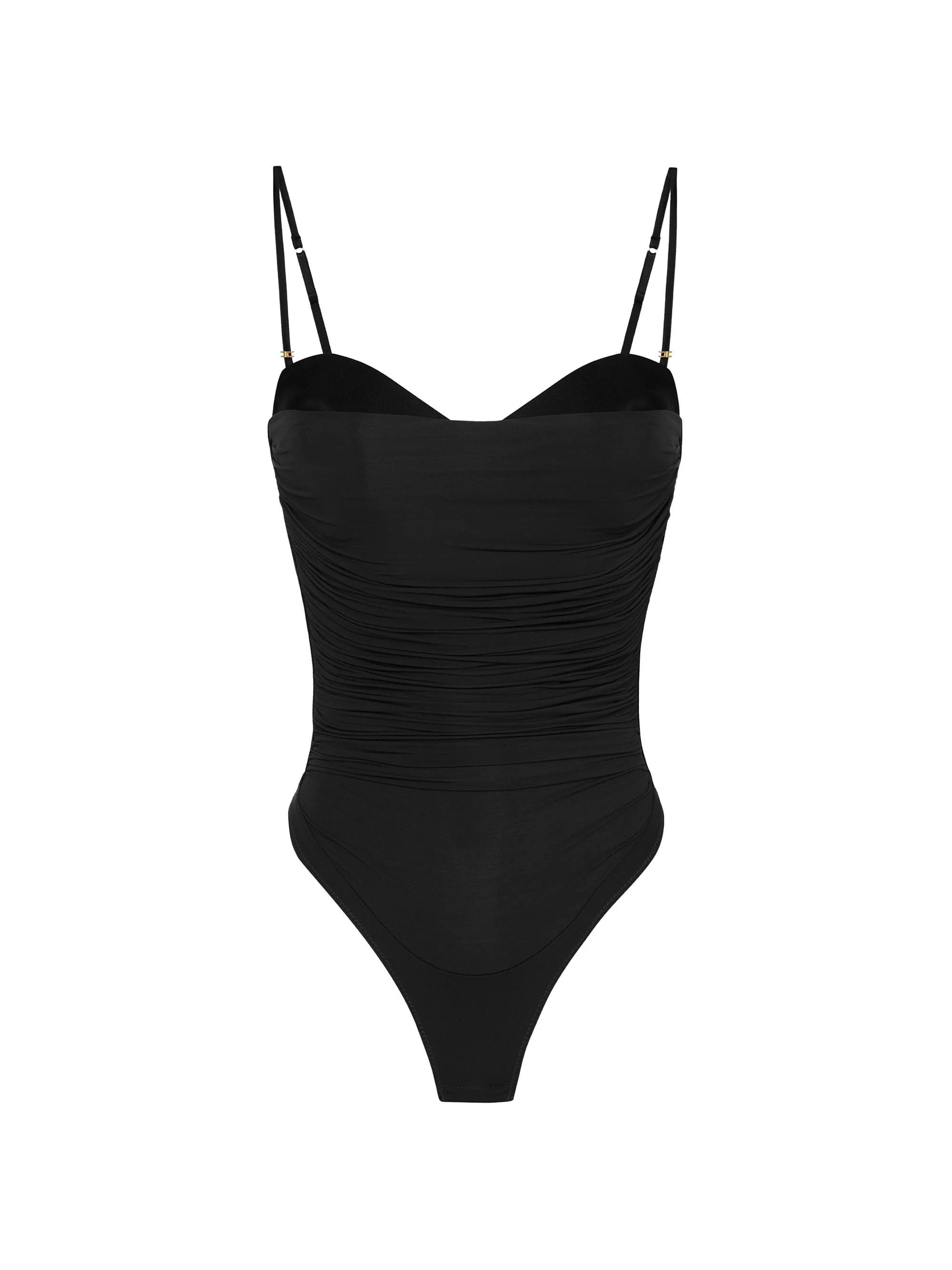 Women's Draped Jersey Bodysuit - Nero - 1