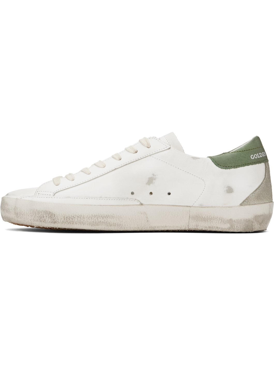 White & Green Super-Star Classic Sneakers - 3