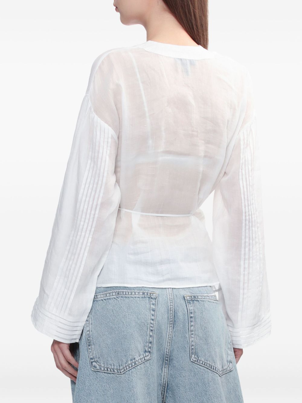 Viviana pintuck V-neck shirt - 4