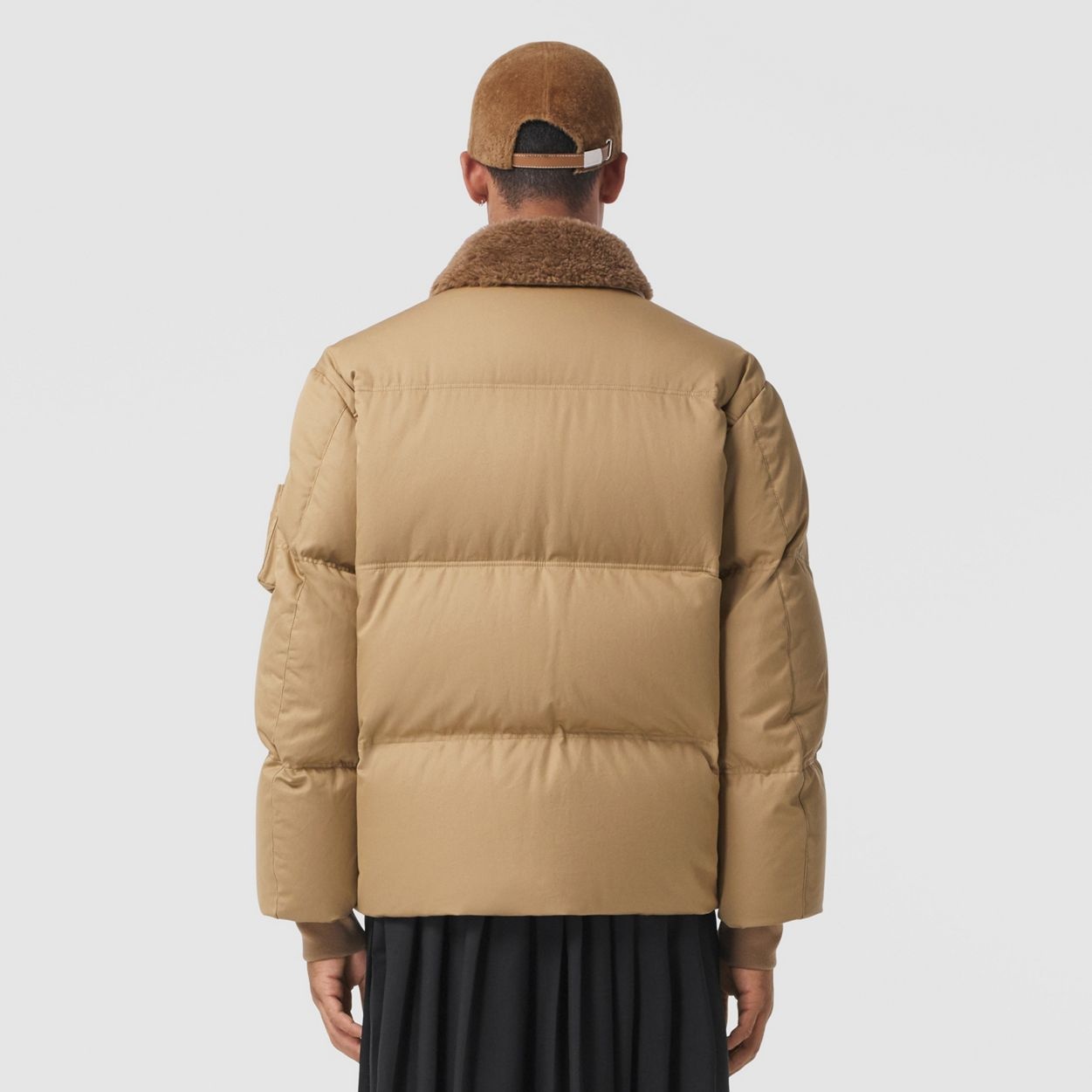 Shearling Collar Cotton Gabardine Puffer Jacket - 3