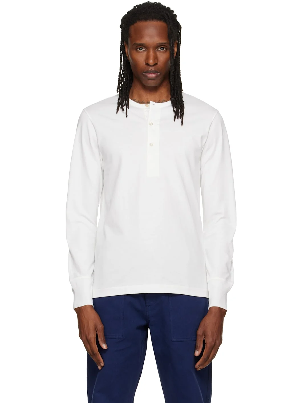 White 2M06 'Mid-Century Machine' Refined Fit Henley - 1