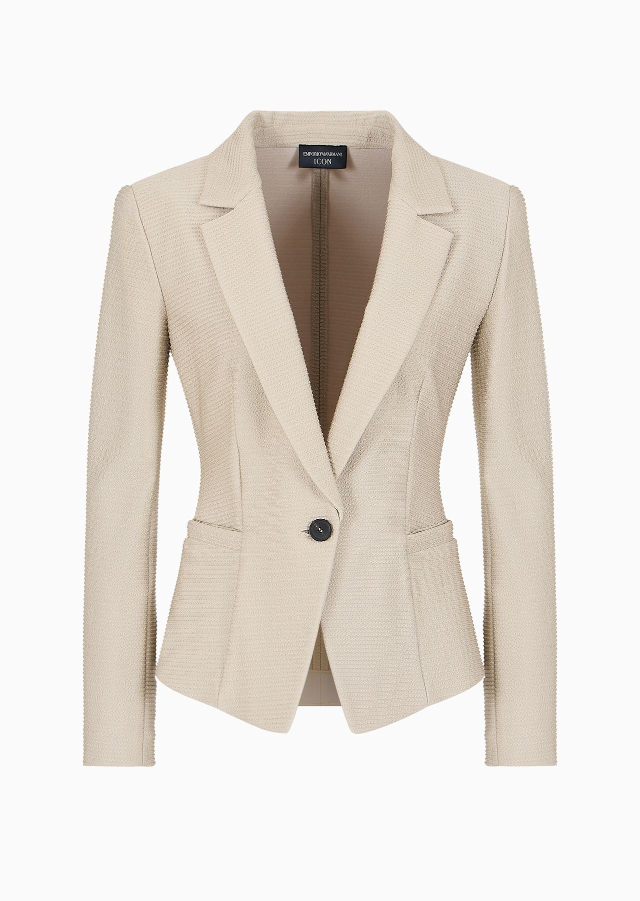 Icon lapel jacket in jacquard fabric with micro-wavy embossed ribbing - 1