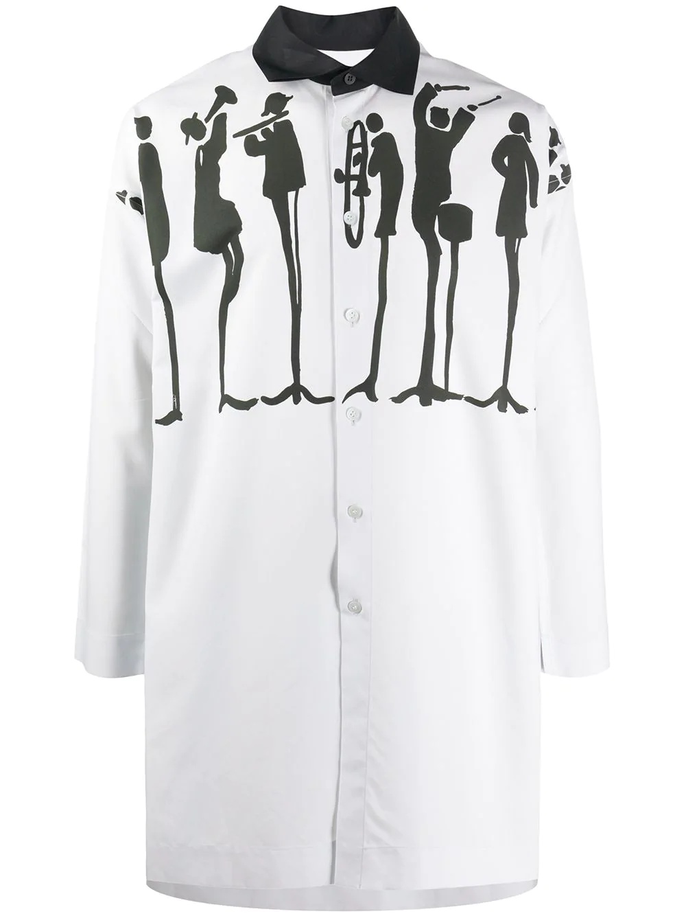 graphic-print knee-length shirt - 1