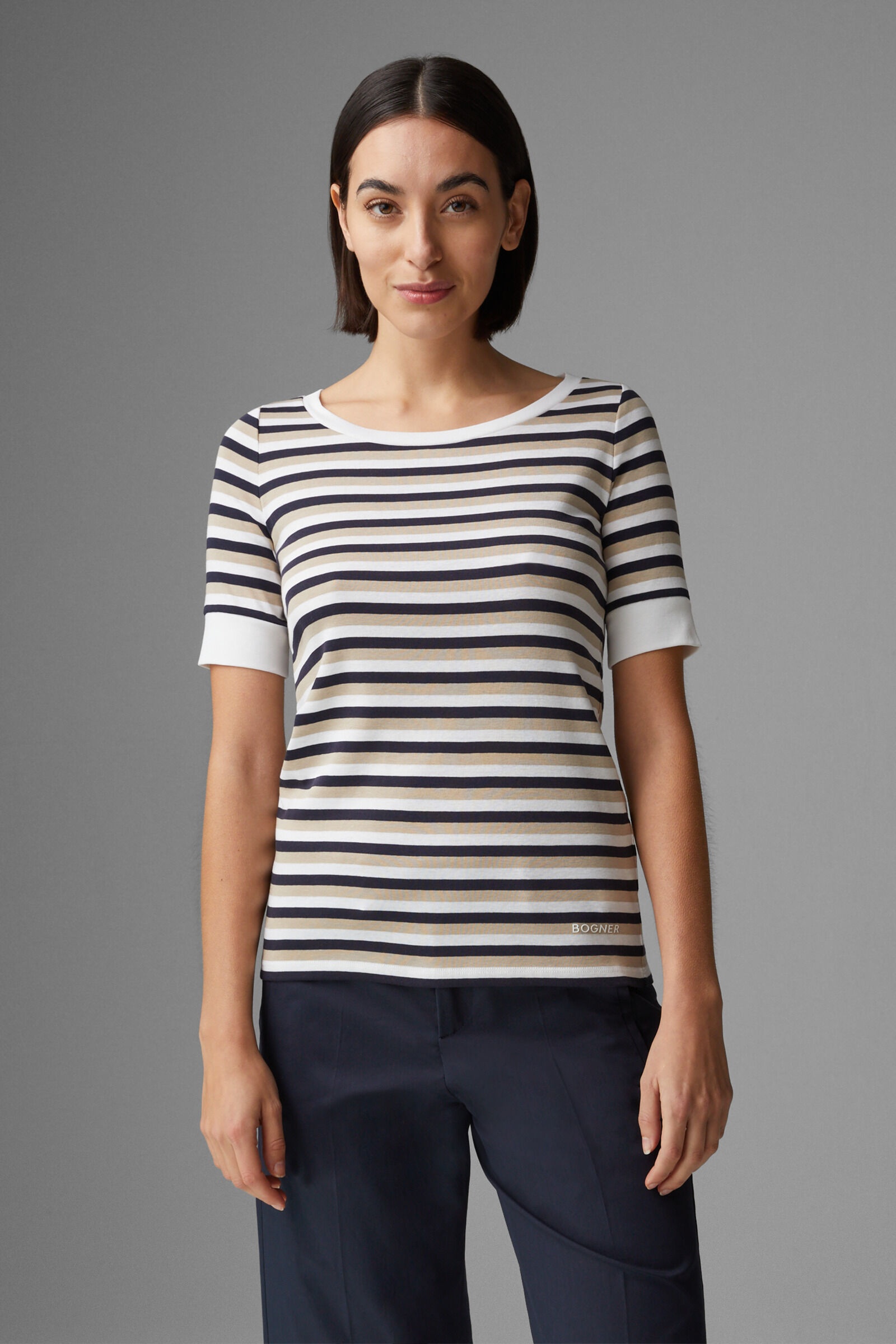 Jackie T-shirt in Navy blue/Beige - 2