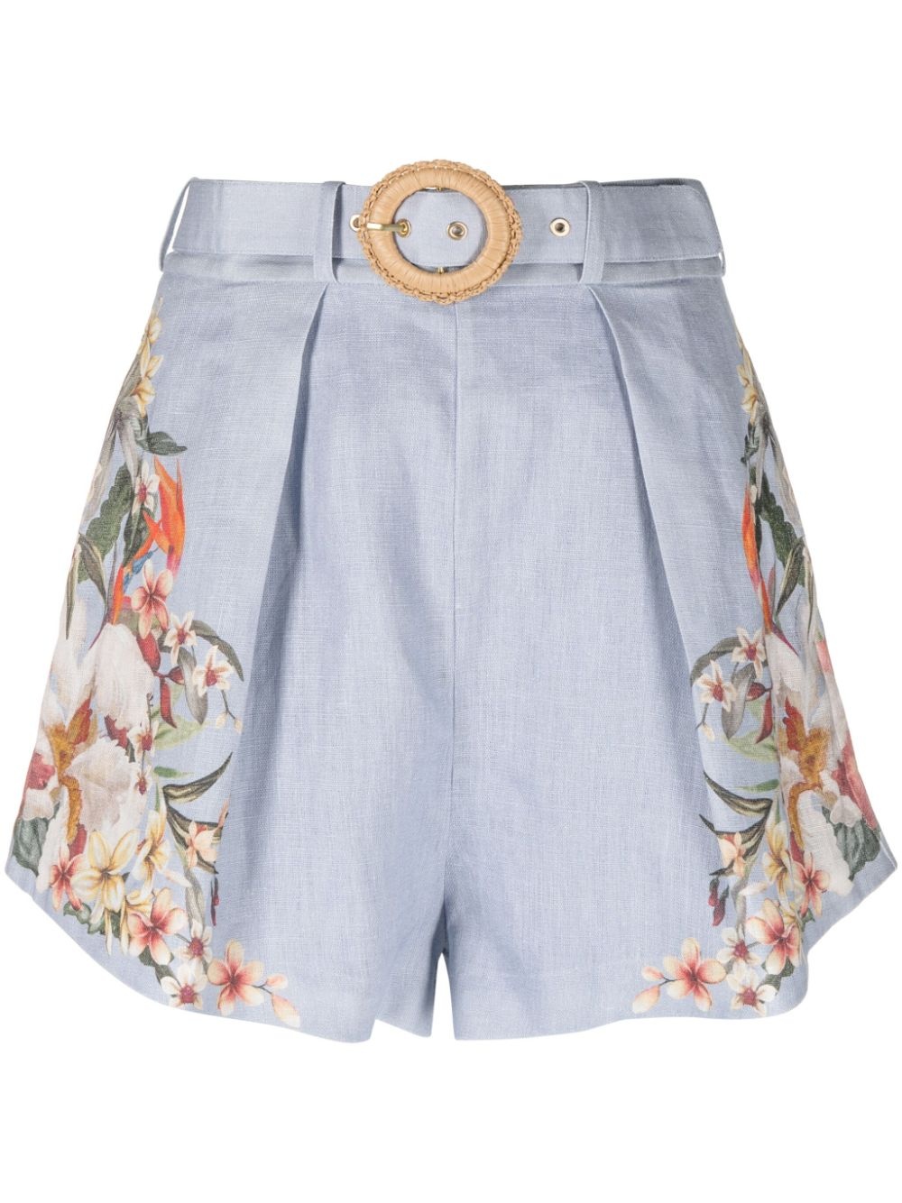 Floral print linen shorts - 1