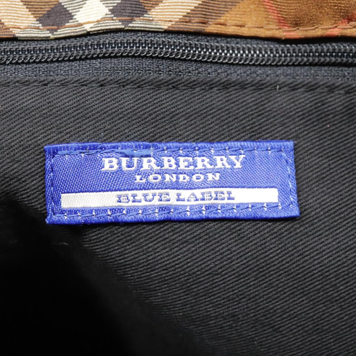 Burberry Nova Check Blue Label Tote Bag Nylon Brown - 14