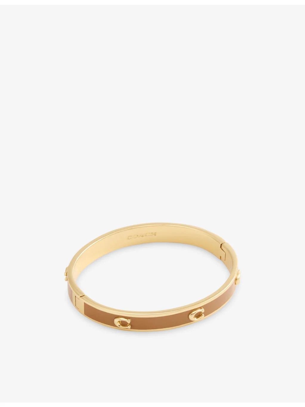 Signature C Enamel Hinged Gold-Plated Brass Bangle - 1