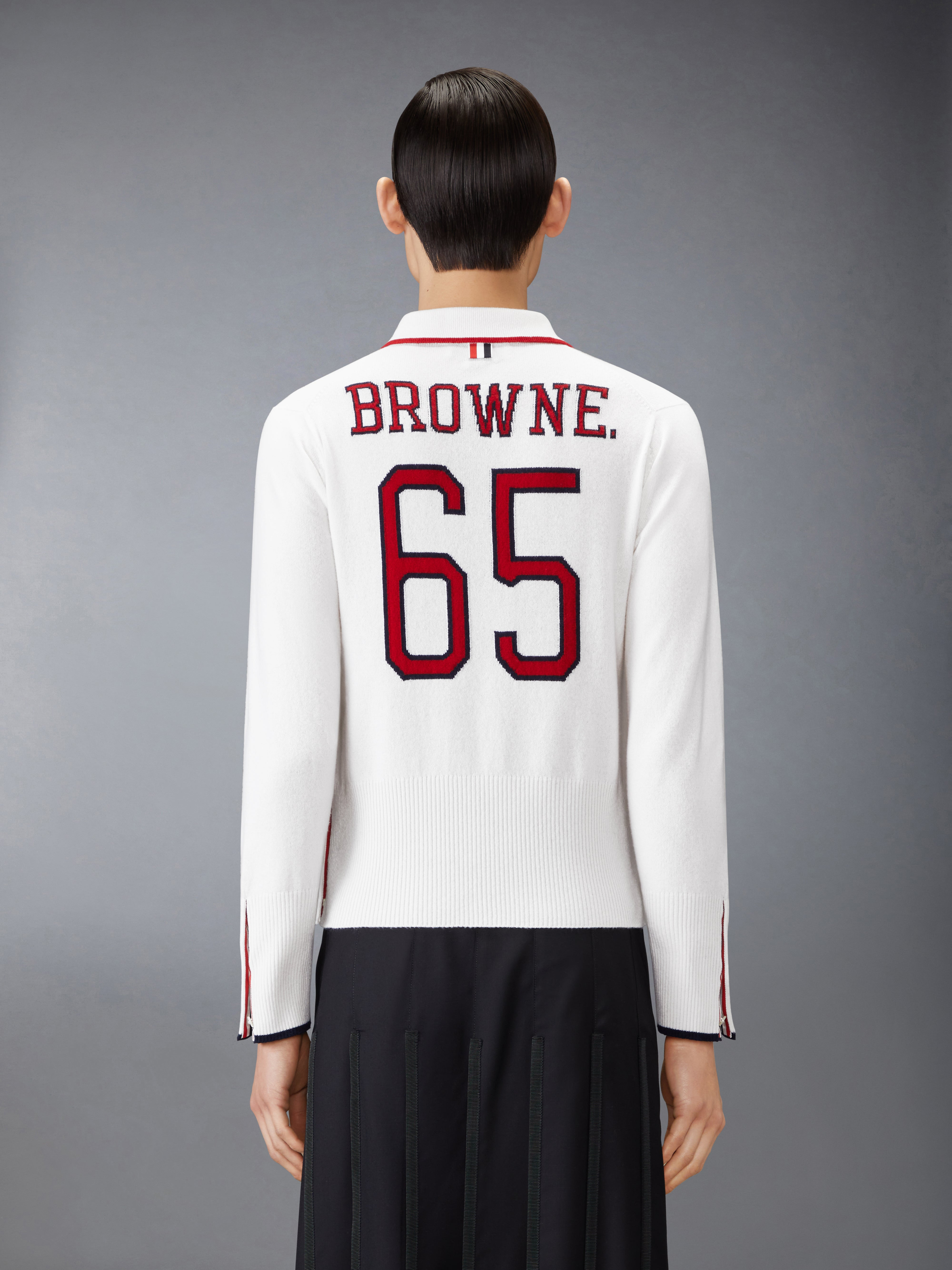 BROWNE 65 JERSEY INTARSIA CASHMERE LONG SLEEVE POLO - 3