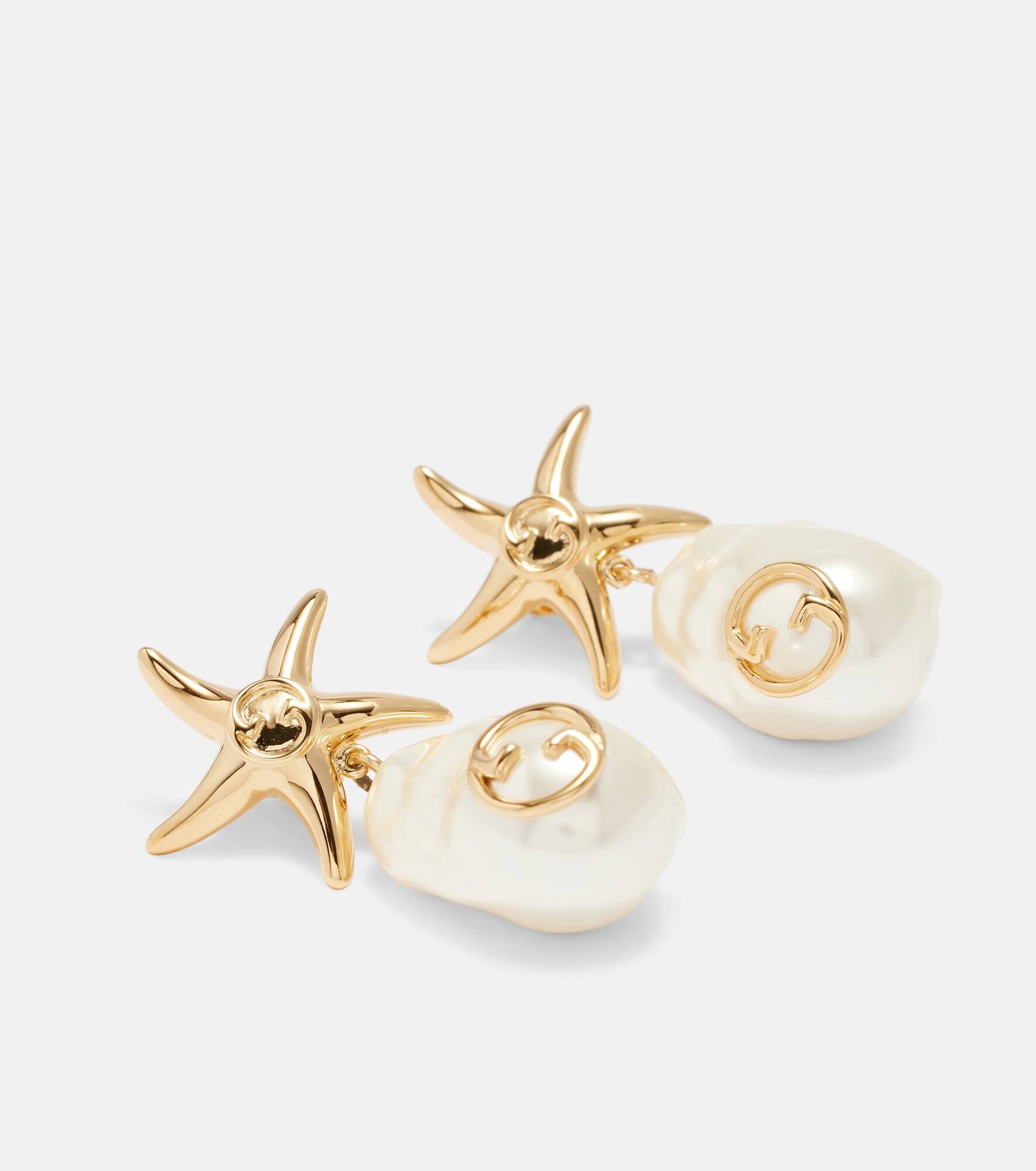 Interlocking G faux pearl drop earrings - 4