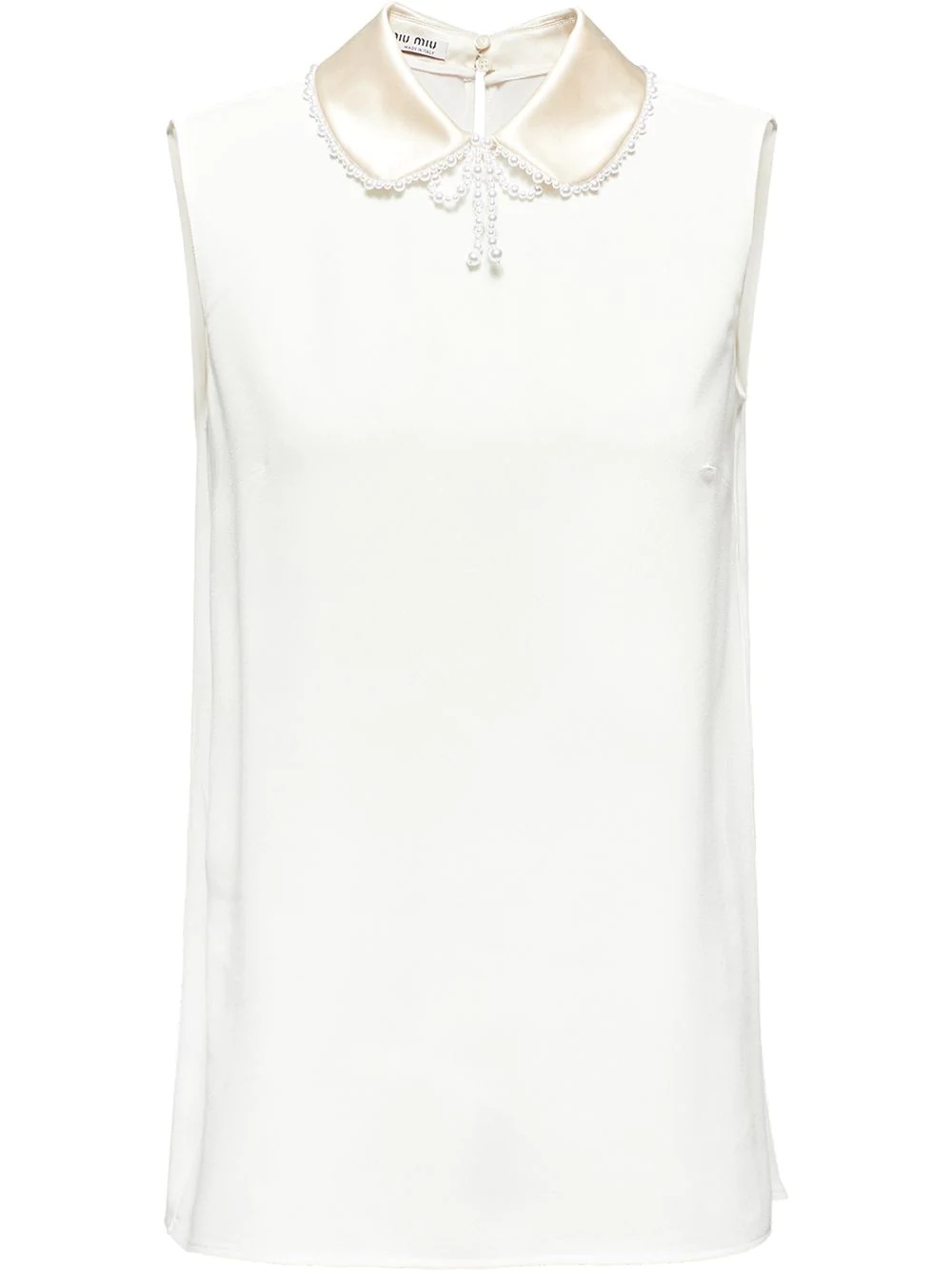 faux pearl-embellished tank top - 1