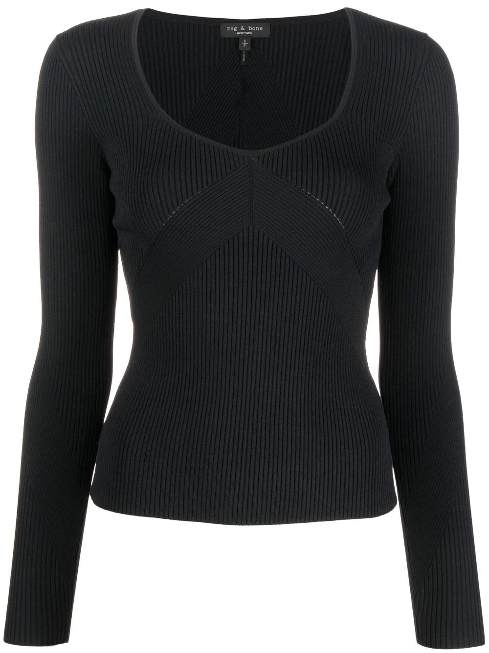 U-neck long-sleeved top - 1
