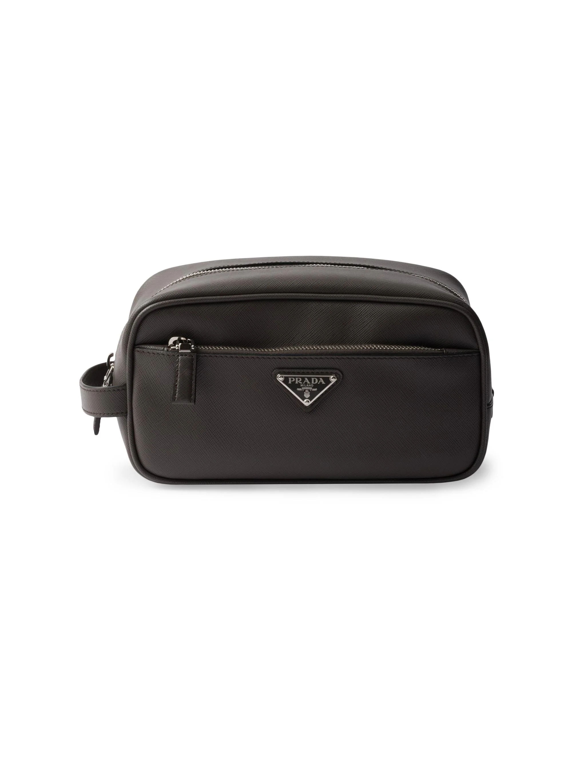 Saffiano Leather Travel Pouch - Grey - 1