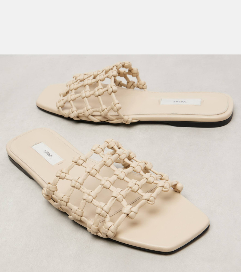 Woven leather slides 5