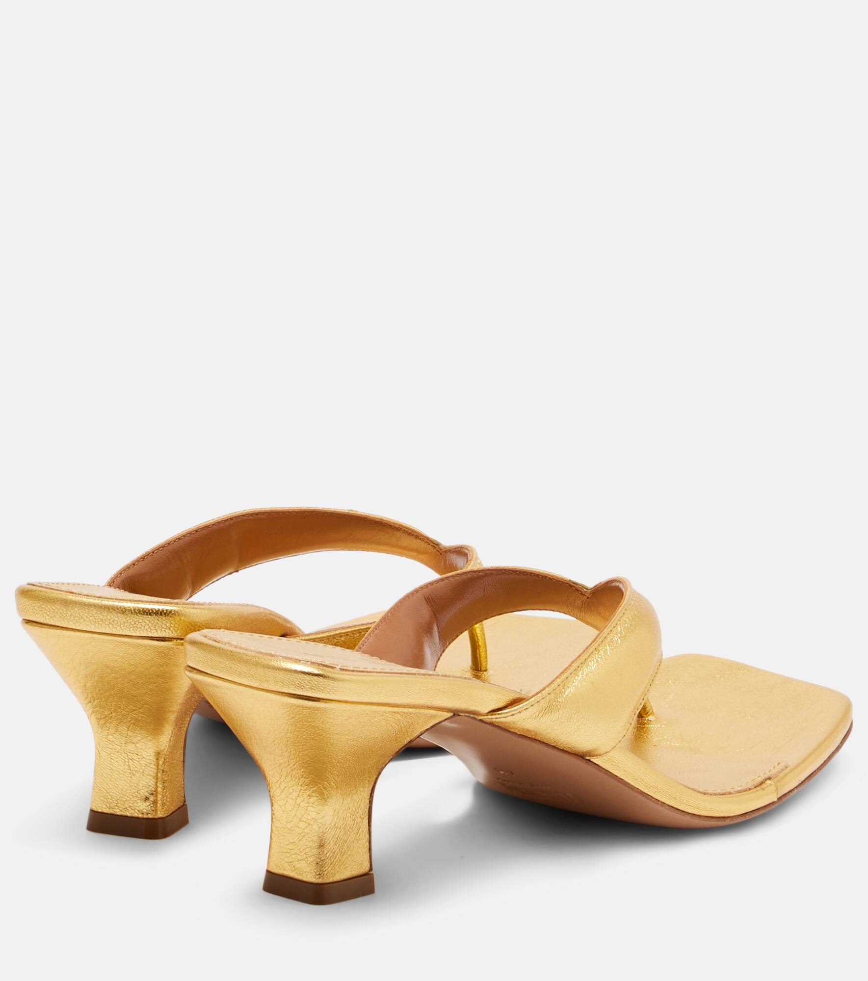 Portofino metallic leather thong sandals - 2