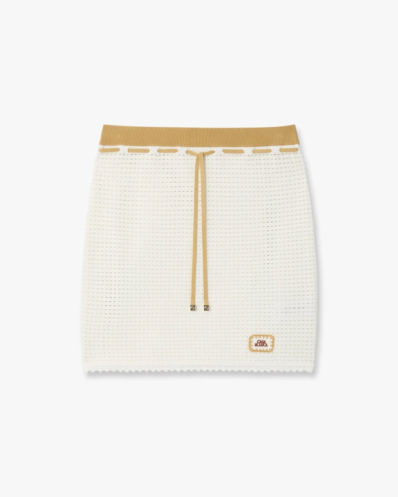 White Lace Tuck Stitch Mini Skirt | Casablanca Paris - 1