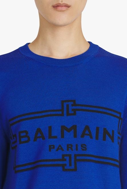 “Gitane” blue wool sweater with black Balmain Paris logo - 6