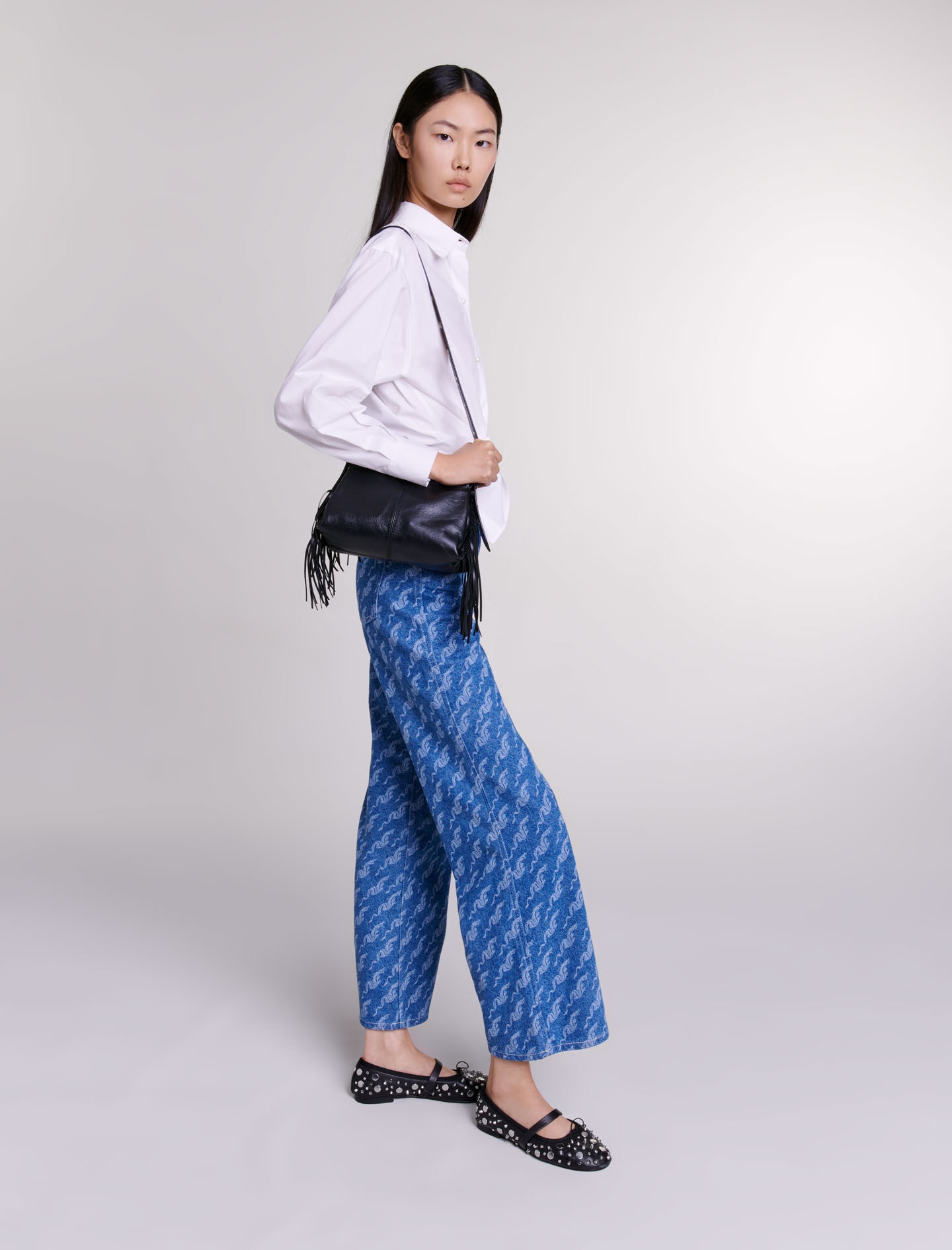 Wide-leg patterned jeans - 4